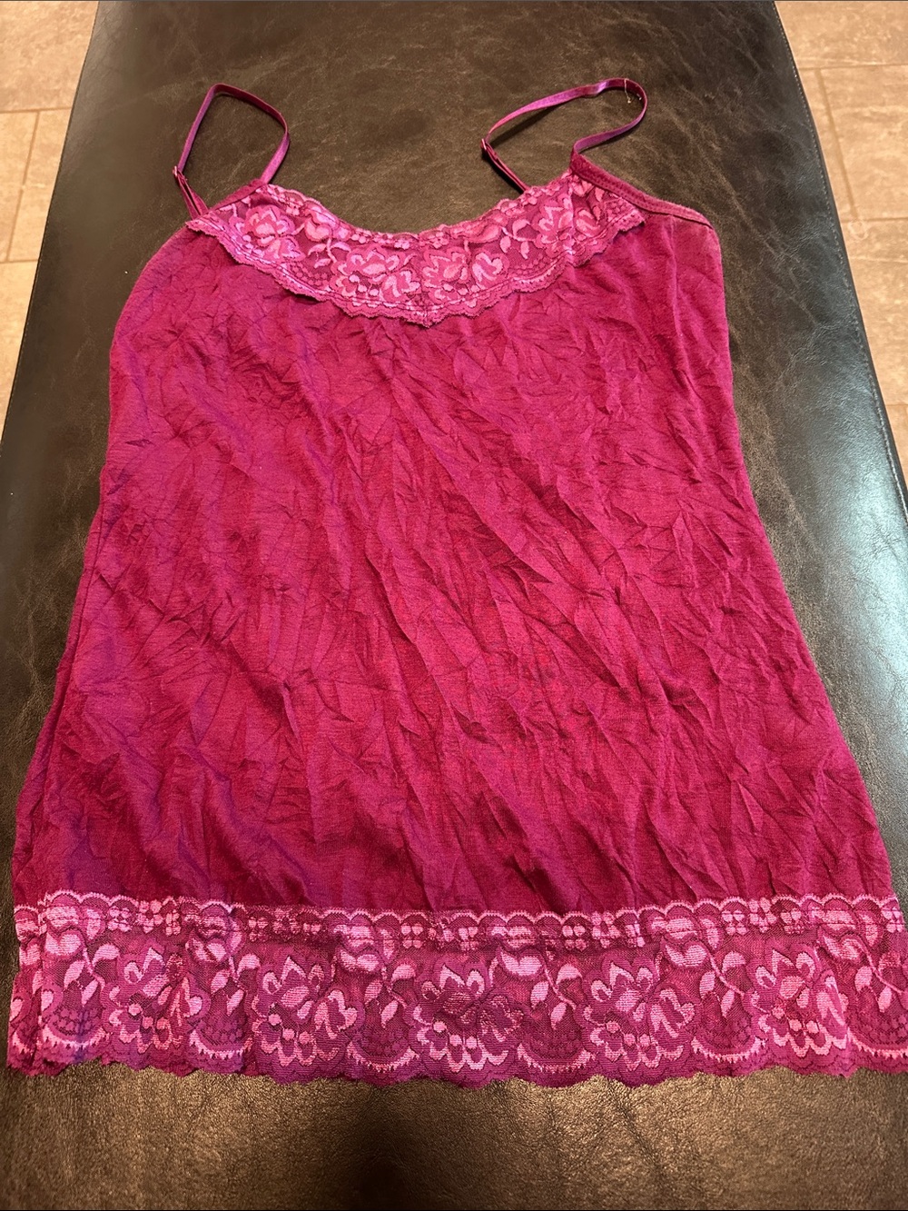 Maurices Deep Magenta Lace-Trim Chemise Slip
